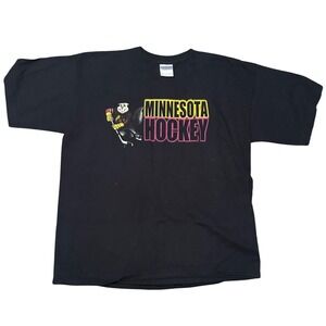 Minnesota Hockey Youth T Shirt Black Gildan‎ Ultra Cotton Graphic Tee